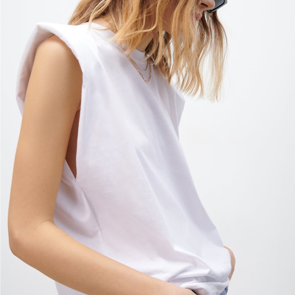 Zara Shoulder Pad Shirt Small - Picture 6 of 7